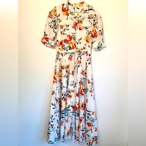 Calvin Klein Floral Sun Dress Timeless Cotton Short Sleeve  Sz 2 NEW